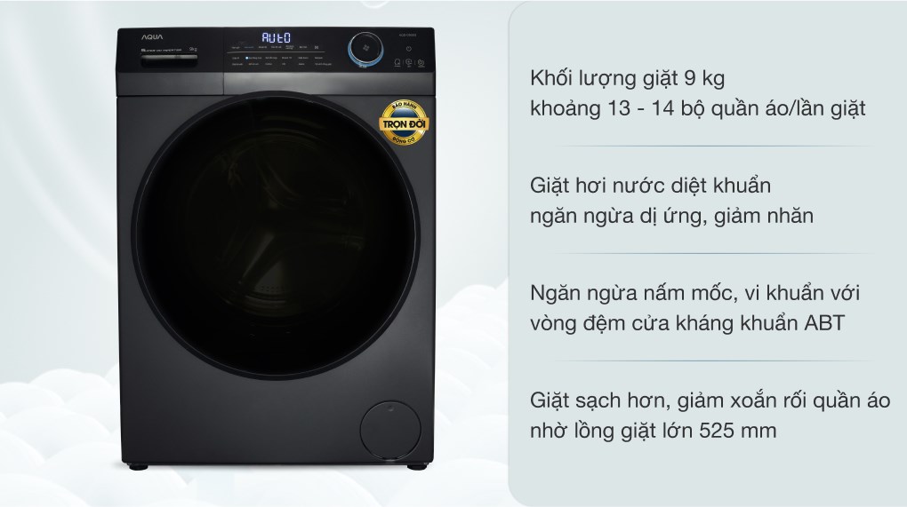 Máy giặt Aqua Inverter 9 kg AQD- D902G BK